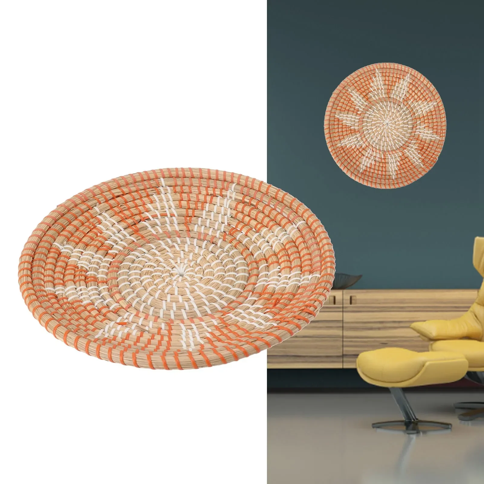 Rattan Plant Basket - Yuvarlak Çim Duvar Süsleri 35cm Çapında
