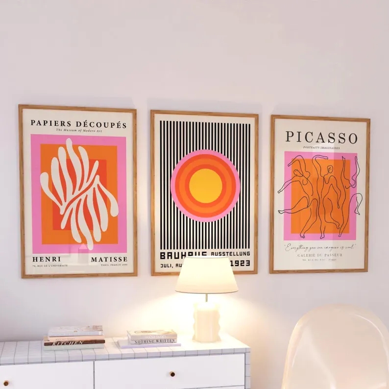 Home Decor Theme - 3 adetModern Turuncu Bauhaus Ve Picasso
