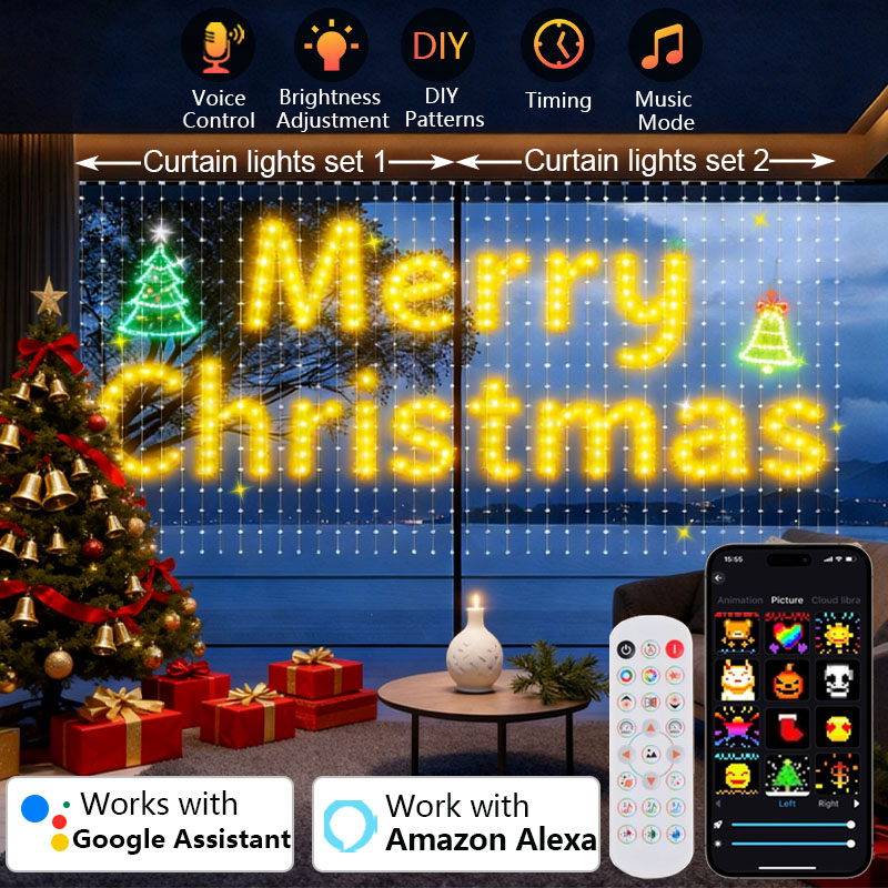 Home Decor Free App - 1/2 adet 400LED akıllı perde ışığı