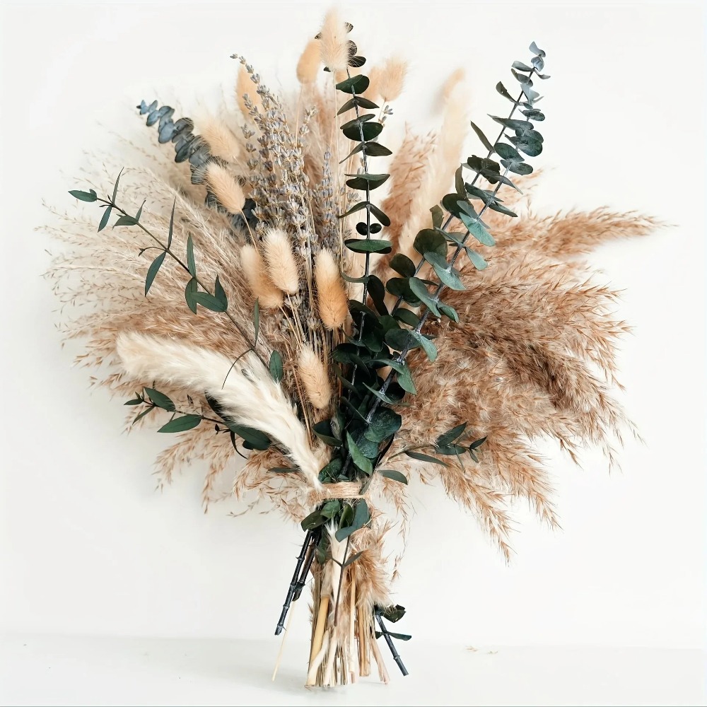 Pampas Grass Decor - 80 Adet Doğal Kurutulmuş Çiçekler Buket
