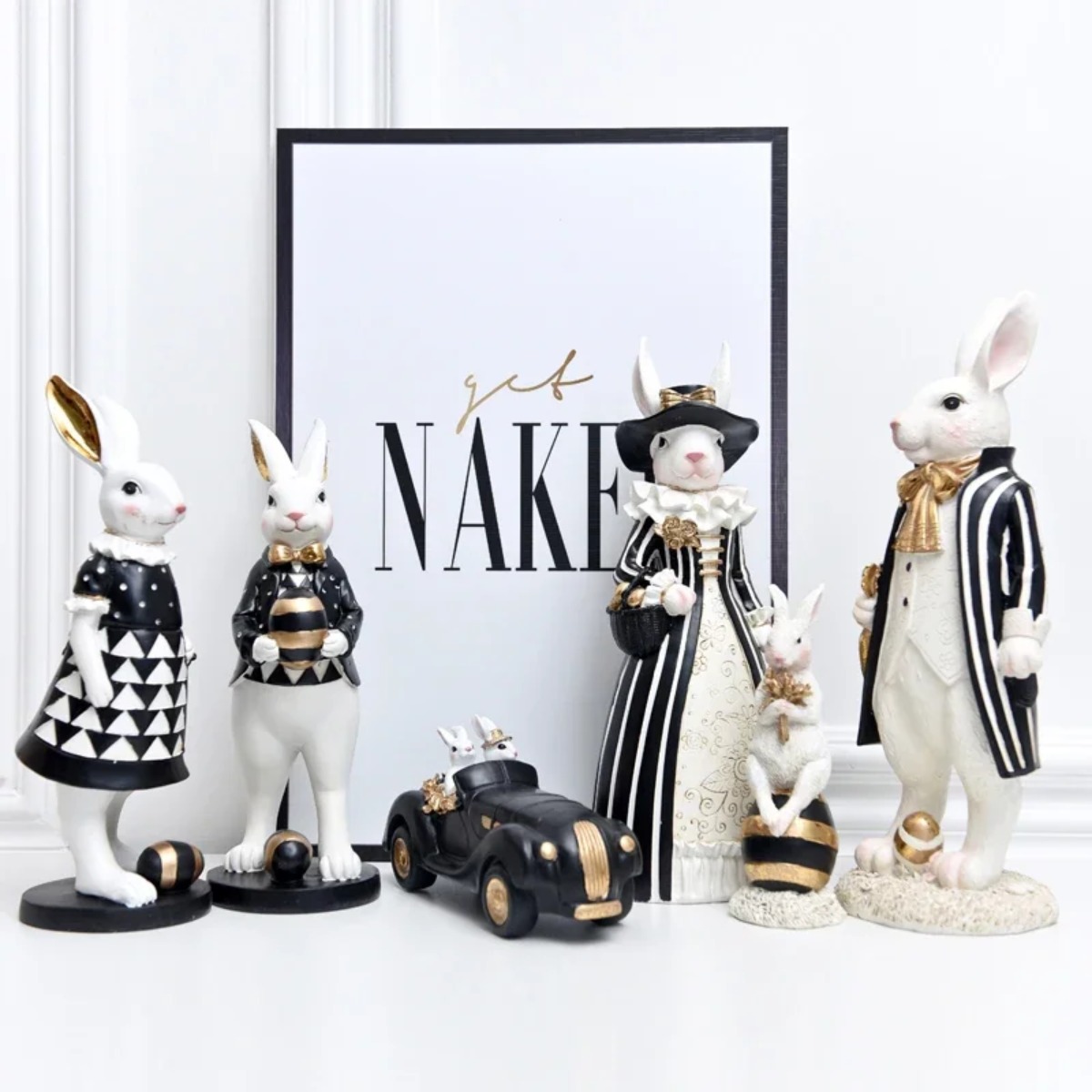 Home Decor Za - Yaratıcı Pastoral saray tavşan aile dekorasyon