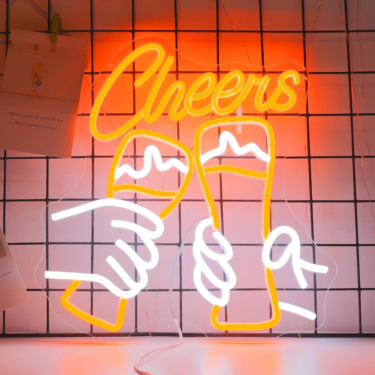 Home Decor Theme - Cheers Kokteyl Neon Tabelası, USB ile