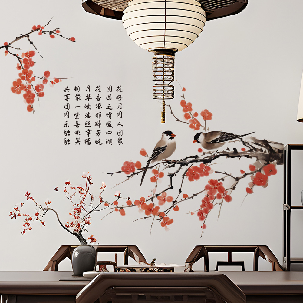 Çin Tarzı Erik Çiçeği Kuşlar D - Home Decor Indonesia incelemesi ve fiyatı