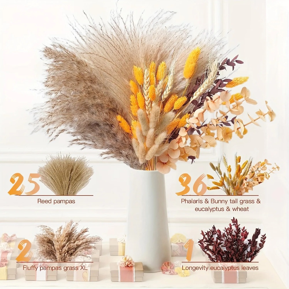 80 Adet Doğal Kurutulmuş Çiçek - Pampas Grass Decor incelemesi ve fiyatı